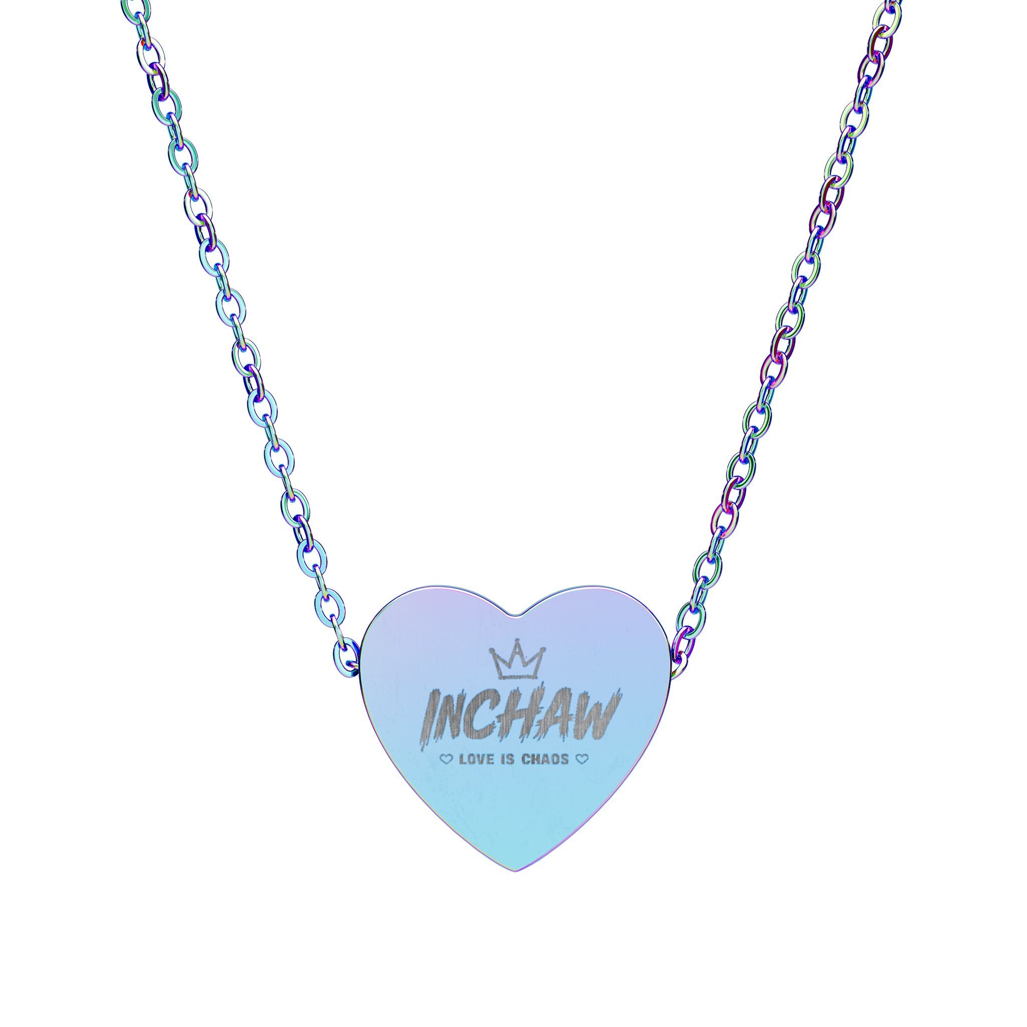 Inchaw Apparel "Love is Chaos" Heart Necklace