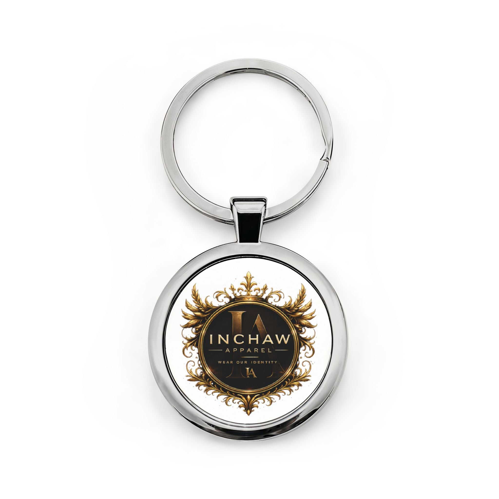 Inchaw Apparel "Vintage Gold Crest"  Round Stainless Steel Keychain