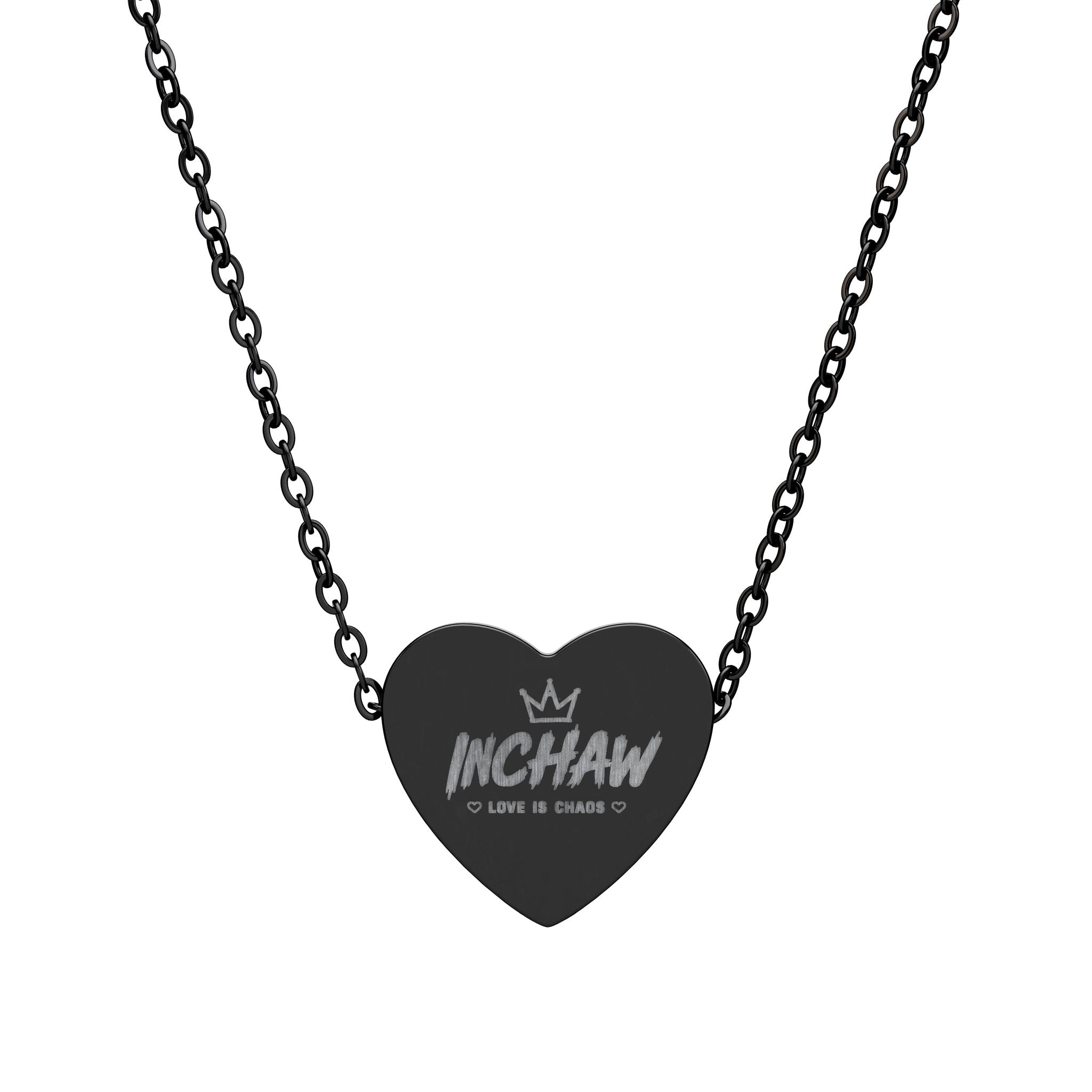 Inchaw Apparel "Love is Chaos" Heart Necklace